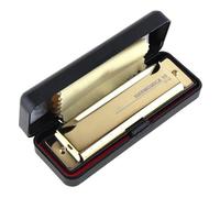 Harmonica 10 Holes 20 Tone Matte Gold Black Portable Harmonica Blues(Gold)
