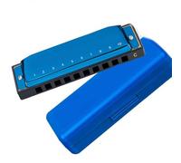 harmonica 10 Holes 20 Tones Jazz Rock Folk Diatonic Harmonica C Key Mouth Organ Harp With Case Instruments (Color : Blue)