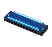 Harmonica 10 Holes 20 Tunes Mouth Organ Blues Deluxe Harmonica Key Of C For Beginner Adults Gift Asy To Carry(Blue)