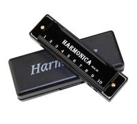 Harmonica 10 Holes Key Of C Blues Harmonica Musical Instrument With Case(Black)