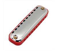 Harmonica 10 Holes Oval Black Red Comb Blues Harmonica Musical Instruments(Red)