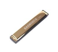 Harmonica 24 Hole C Major Vibrato Double Row Harmonica Instrument(Gold)