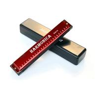 Harmonica 24 Hole Harmonica Metal Organ Beginners(Red)