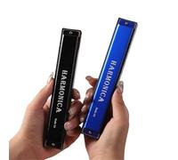 Harmonica 24 Hole Metal Harmonica Chromatic Scale Teaching Introduction(Sea Blue)