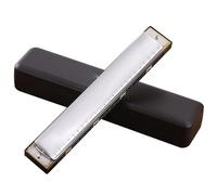 Harmonica 24-hole Polyphonic/accented C-tune Silver Harmonica For Beginners(Polyphonic)