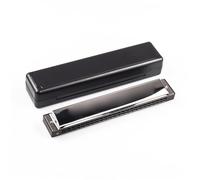 Harmonica 24 Hole Polyphonic Harmonica Multi-Speaker Organ With Folk Adult Three Colors Of Red Blue And Black Are Available(Silver)