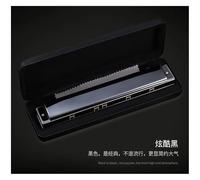 Harmonica 28 Holes Chromatic Harmonica C Key Professional Mouth Organ Portable Tremolo Mini Harps Woodwind Instruments(Black)