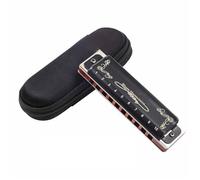Harmonica Adult Professional Blues Harmonica In C Key 10 Holes 20 Notes(Black C)