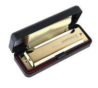Harmonica Beginners Adults 10 Holes 20 Tone Portable Harmonica Blues(Gold)