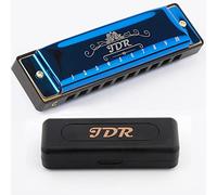 Harmonica Blues C Key 10 Hole 20 Tone Mouth Organ with Case Diatonic Armonica for Professional Player Beginner Students Adults Friends Teacher Parents Stainless Steel Black (Blue)