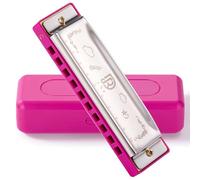 Harmonica Blues C Key 10 Hole 20 Tone Mouth Organ with Case Diatonic Armonica for Professional Player Beginner Students Adults Friends Teacher Parents Stainless Steel Black (Pink)