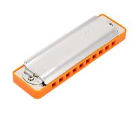 Harmonica, Blues Harmonica 10 Hole 20 Tone Bb Major Harmonica with Phosphor Bronze Reeds Harmonica for Beginner, Students, Professional Player (Orange)
