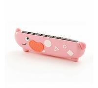 Harmonica Children Mouth Organ Beginner Instrument Training Toy With 16 Holes Material Rounded Cartoon Shape Washable Surface Suitable for preschool learning music practice, Pink