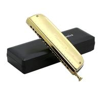 Harmonica Chromatic harmonica 16 holes 64 notes professional harmonica C key(Gold)