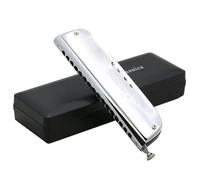 Harmonica Chromatic harmonica 16 holes 64 notes professional harmonica C key(Silver)