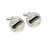 Harmonica Cufflinks for Musicians - Vintage Sheet Music Design | Music Lover Gift for Him | Blues, Folk & Jazz Players | Stylish Cuff Links for Weddings, Birthdays & Special Occasions