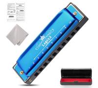 Harmonica Diatonic Blues Harmonica Key C Blues Harp Harmonica 10 Holes with Protective Case, Standard Harmonica Gifts for Adults, Professionals, Beginners and Students (Blue)