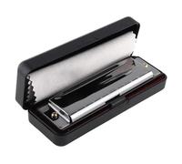 Harmonica For Beginner 10 Holes 20 Tone Matte Gold/Black Portable Harmonica Blues Stainless Steel Mouth Organ For Beginner(Black)