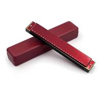 Harmonica For Beginner 24 Holes Portable Harmonica C Key Standard Harmonica Professional Lightweight Harmonica Musical Instrument(Red)