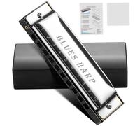 Harmonica For Beginner Diatonic Harmonica Set 10 Holes Blues Harp Mouth Organ 7 For Adults Band Player(EB Tone)