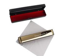 Harmonica For Beginner Professional Diatonic Harmonica 10 Holes 20 Tone Key Of C Gold Color Blues Jazz Rock Folk Music(24 hole)