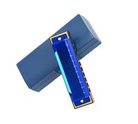 harmonica Harmonica C Tone Key 10 Holes Clues Speaker Mouth Organ Jaw Harp Professional Musical Instruments With Case (Color : Blue)