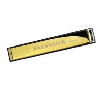 Harmonica One Piece Set Of 24 Holes Octave Metal Harmonica C Key With Box Instrument (Color : Bright yellow)