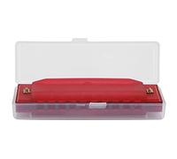 Harmonica Plastic Translucent 10 Hole Musical Instrument with Storage Box for Kids Beginners Adults Green Crimson Pink (Dark Red)