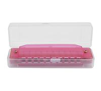 Harmonica Plastic Translucent 10 Hole Musical Instrument with Storage Box for Kids Beginners Adults Green Crimson Pink (Pink)