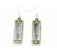 Harmonica Playable Earrings Miniblings Musician Blues With Box