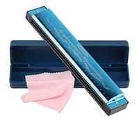 Harmonica Professional Harp Harmoc Armonica Key of C 24 Hole Polyphony Diatonic Mouth Organ with Case for Blues Folk Jazz Pop for Adult Kid Children Student Beginner Gift Blue