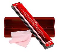 Harmonica Professional Harp Harmoc Armonica Key of C 24 Hole Polyphony Diatonic Mouth Organ with Case for Blues Folk Jazz Pop for Adult Kid Children Student Beginner Gift Red