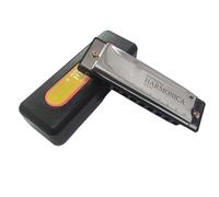 Harmonica Professional Musical Instrument C Tone Blues Mouth 10 Holes Beginner Harmonica(Silver)