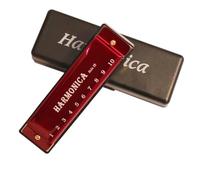 Harmonica Professional Performance Harmonica Key Of C 10 Hole Diatonic With Case(Red)