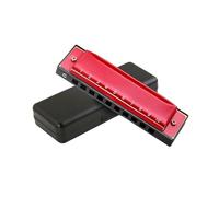 Harmonica Set 10 Hole Harmonica Blues Four Colors For Beginners(Red)