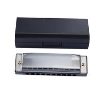 Harmonica Set 10 Holes Harmonica Diatonic Blues Harp Mouth Organ Key Of C Reed Musical Instrument For Beginner Black Golden Blue(Black)