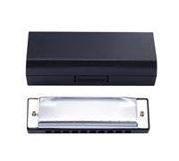 Harmonica Set 10 Holes Harmonica Diatonic Blues Harp Mouth Organ Key Of C Reed Musical Instrument For Beginner Black Golden Blue(Silver)