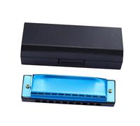Harmonica Set 10 Holes Harmonica Diatonic Blues Harp Mouth Organ Key Of C Reed Musical Instrument For Beginner Black Golden Blue(Blue)