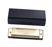Harmonica Set 10 Holes Harmonica Diatonic Blues Harp Mouth Organ Key Of C Reed Musical Instrument For Beginner Black Golden Blue(Gold)