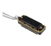 Harmonica Set 10Pcs Mini 4 Holes 8 TonesMouth Organ Metal Chain Necklace Style(Black 10pcs)