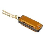 Harmonica Set 10Pcs Mini 4 Holes 8 TonesMouth Organ Metal Chain Necklace Style(Gold 10pcs)