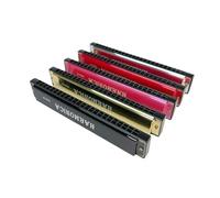 Harmonica Set 24 Hole Metal Harmonica Chromatic Scale Teaching Introduction(Rose Red)