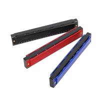 Harmonica Set 24Hole C Key Tremolo Harmonica Phosphor Bronze Blues Harp Set(Blue)