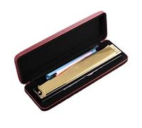Harmonica Set 28hole Octave Polyphonic Harmonica In The Key Of C Professional For Adults With Case(Gold Tremolo)