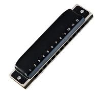 Harmonica Set Bruce Harmonica 12 Holes Metal Frame Aluminum Frame Professional Performance Level With Bass 4 And 6(Black,AB)