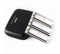 Harmonica Set of 3 C G A Key 10 Holes 20 Tones Blues Harp Diatonic Mouth Organ Harmonicas with EVA Protective Case for Adults Kids Beginner Professionals Pop Black New Year JDR North