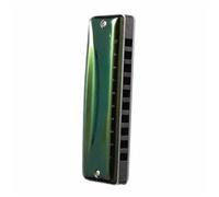 Harmonica Set Olive 10 Hole Diatonic Harmonica Green Professional Blues(Key of F)