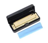 Harmonica Set Ten Hole Harmonica Metal Color Alloy Professional Grade Instrument For Beginners(Gold)