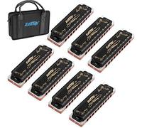 Harmonica Sets 7 Keys in Key of A B C D E F G 10 Hole 20 Tones with Case Bag & Cleaning Cloth for Adult, Professional Player,Beginner,Students,Children,Kids,by Eison-East Top,Heavy Duty, Black