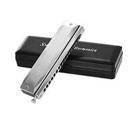Harmonica, SW-1664 16 Holes Chromatic Harmonica, C Key 64 Tones Mouth Organ with Storage Case and Cleaning Cloth for Kids&Adults Silver